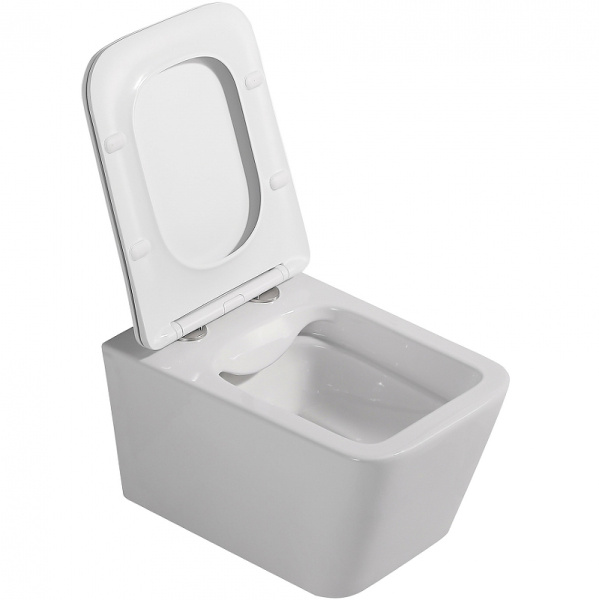 унитаз подвесной abber rechteck ac1201 безободковый, с сиденьем микролифт, цвет белый