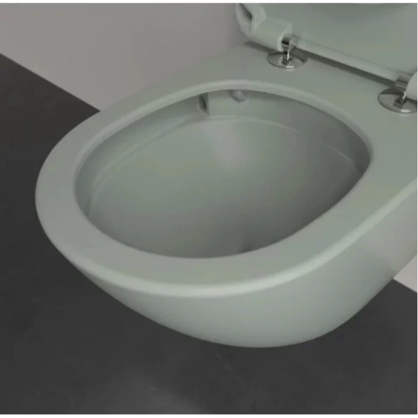 унитаз подвесной villeroy&boch antao 4674t0r8 без сиденья, безободковый, ceramicplus, twistflush, цвет morning green