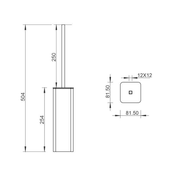 Ёршик для унитаза Whitecross Cubo CU2476GM напольный, оружейная сталь