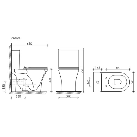 бачок для унитаза ceramica nova fortuna rimless cn9001-t, двойной смыв 3/6л