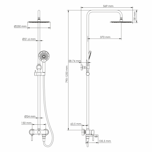 душевая система wasserkraft a14201 со смесителем