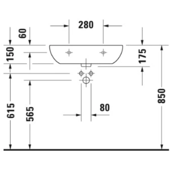 раковина подвесная 60 см duravit d-code 23106000002