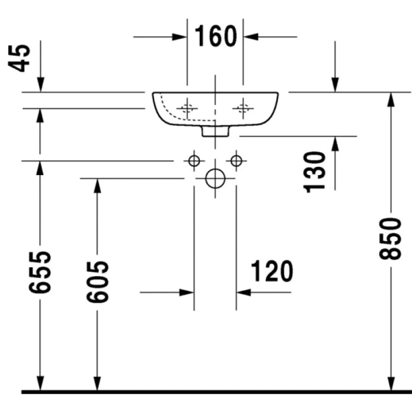 раковина подвесная duravit d-code 07053600002