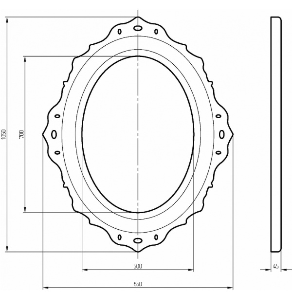 зеркало migliore cdb 105х85 24965 бронза