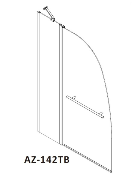 шторка на ванну azario boston (70+30)*140, с поручнем цвет хром, 6мм прозрачное стекло