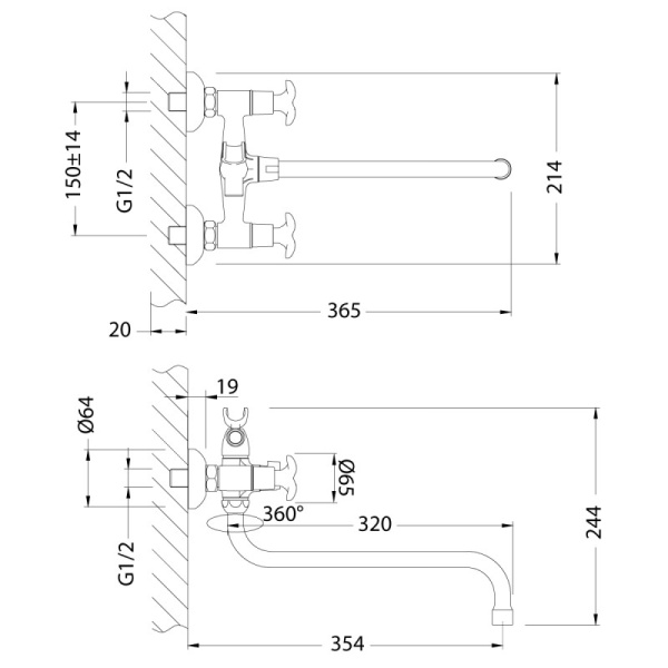 смеситель для ванны с душем lemark flora lm0151c универсальный