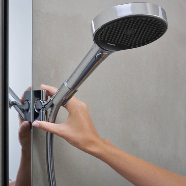 hansgrohe hansgroh rainfinity душевая система с верхнем душем 36см., термостатическим смесителем, ручным душем и шлангом 160см., цвет: хром