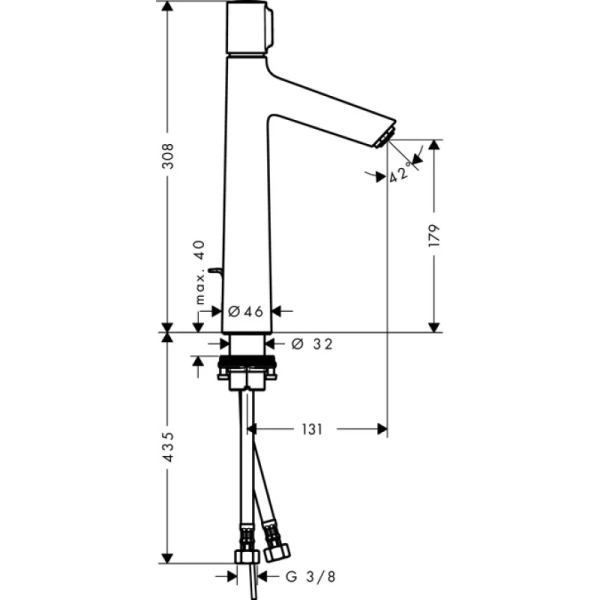 смеситель для раковины 190 с донным клапаном hansgrohe talis select s 72044000