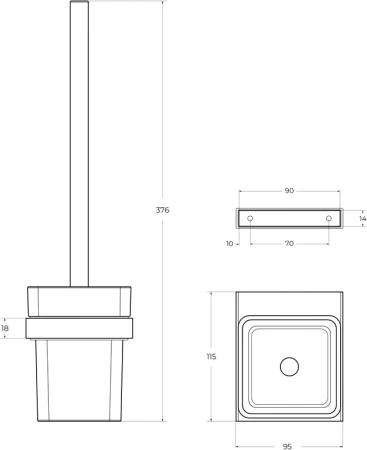ёршик для унитаза cezares slider slider-tbs-v-gm настенный, оружейная сталь