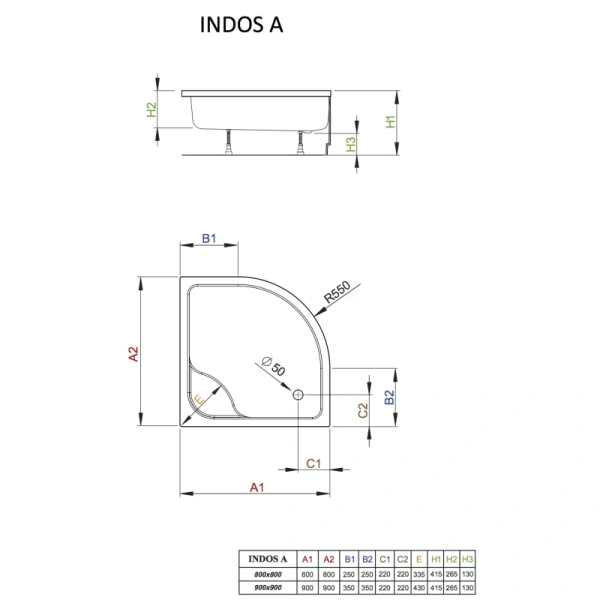 акриловый поддон 80x80 см radaway indos a sia8080-01