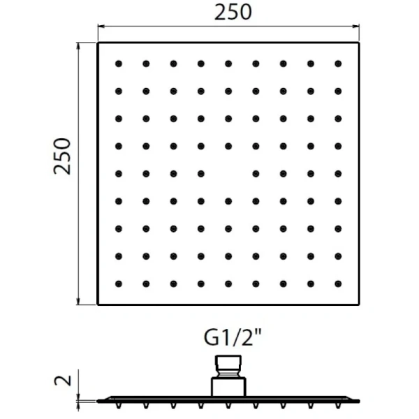 верхний душ plumberia selection saq3114cr 250 мм, хром