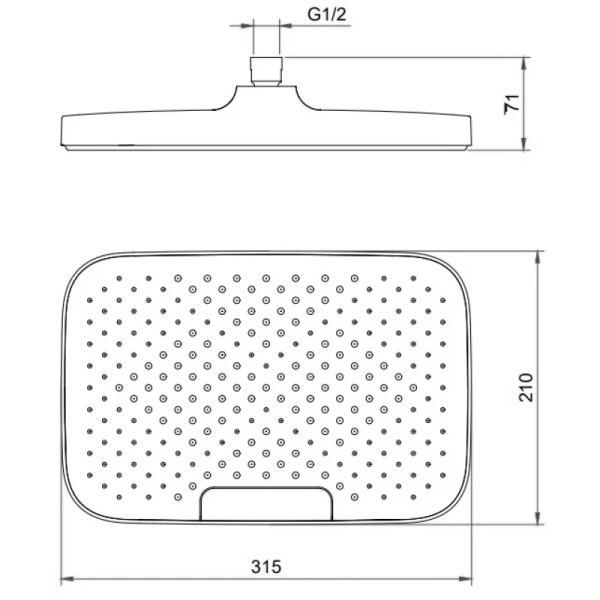 верхний душ berges u1 070011 315x210 мм, хром
