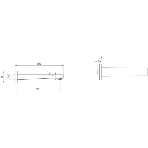 излив для ванны 210 мм villeroy & boch architectura square tvt12500200064