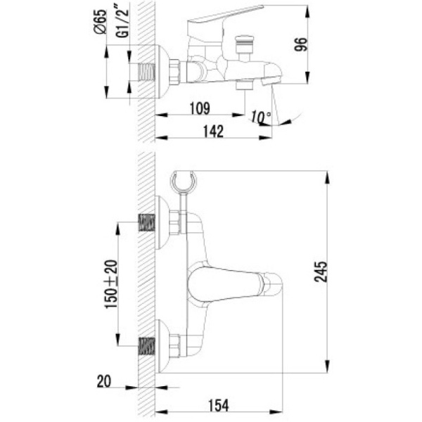 смеситель для ванны с душем lemark partner lm6552c