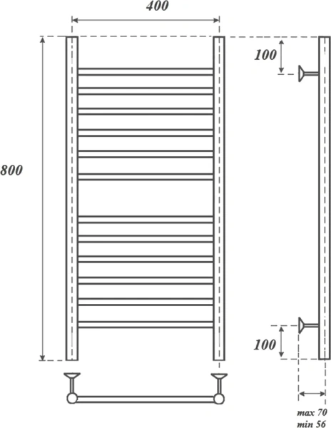 полотенцесушитель point аврора pn10148s водяной, 40x80 см, хром