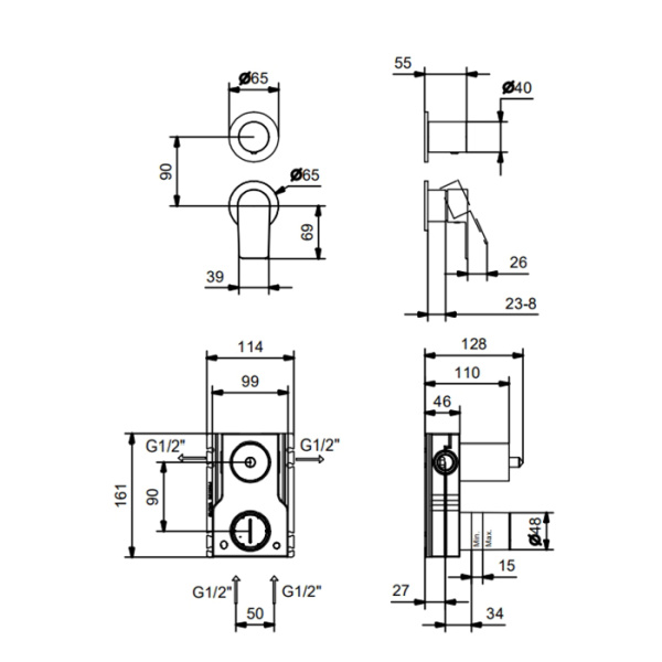 смеситель для душа fantini myo 61 02 v681b цвет хром