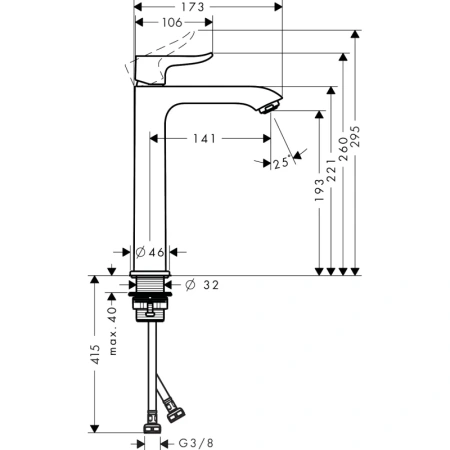 смеситель для раковины без донного клапана hansgrohe metris 31185000