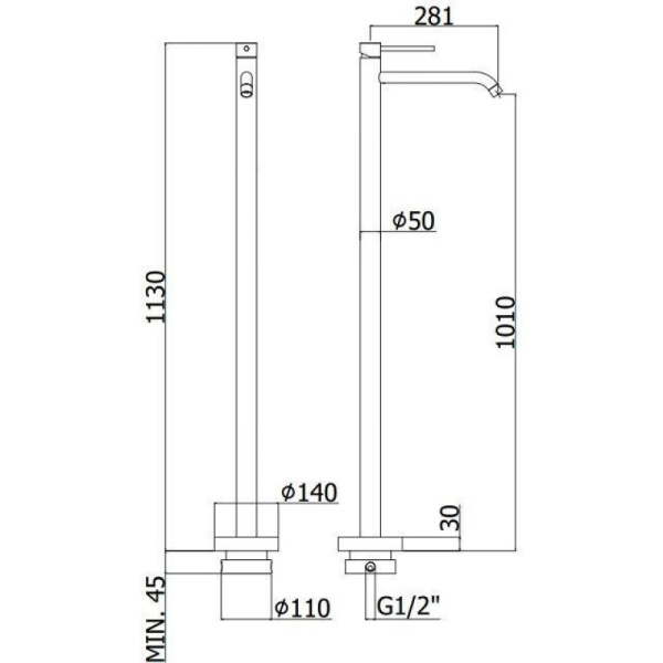 смеситель для раковины напольный paffoni light lig031 cr хром