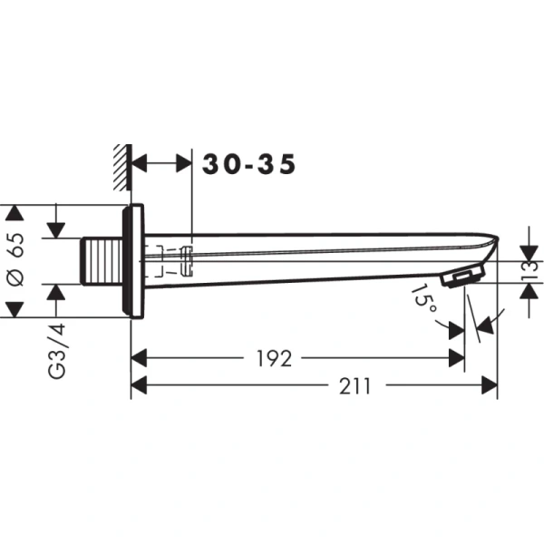 излив для ванны 192 мм hansgrohe novus 71320000