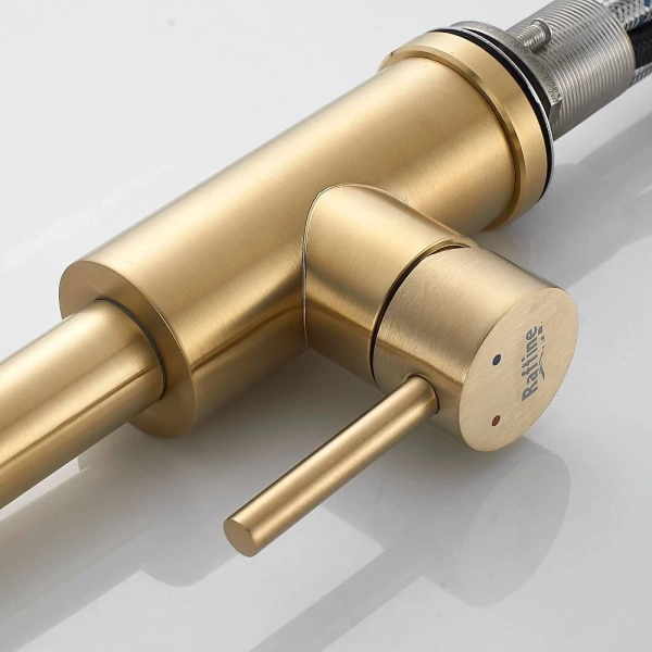 смеситель для кухни raffine f203g с выдвижным изливом, золотой матовый