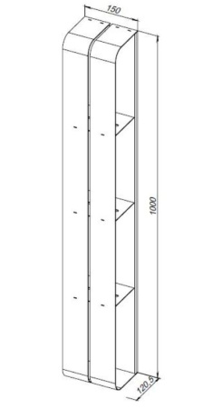 полка aquanet магнум h 00326457 15x100 см, вертикальная, цвет черный матовый