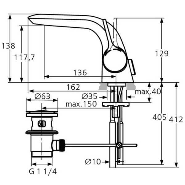 смеситель для раковины ideal standard melange a4258aa