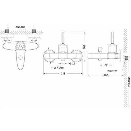 смеситель для ванны с душем bravat spring f679113c-01