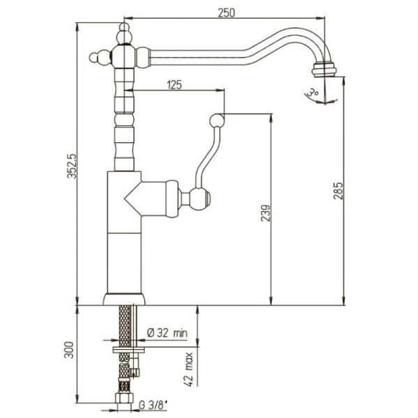 смеситель для кухни paini duomo 88f3572ll2skm цвет старая бронза