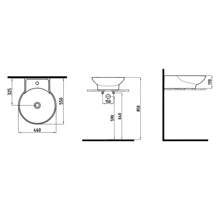 раковина подвесная 46 см bien seramik harmony hrlg04601fd1w3000