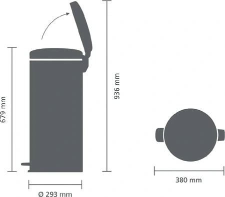 мусорное ведро brabantia newicon 119187 30 л, серое