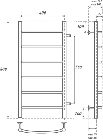 полотенцесушитель point афина pn04548 водяной, 40x80 см, хром