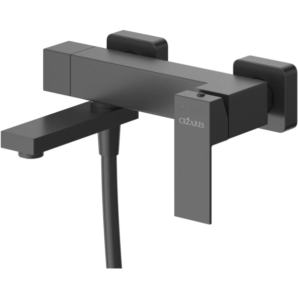 смеситель для ванны cezares slider slider-vd-nop с душевым гарнитуром, черный матовый