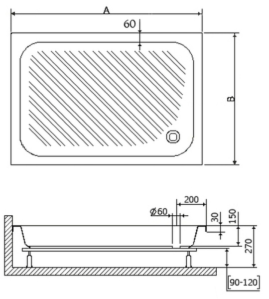 акриловый поддон для душа rgw acrylic b/cl-s 100x90 16180290-51 белый