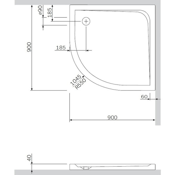 акриловый поддон для душа am.pm spirit w7at-gsr0-090w белый