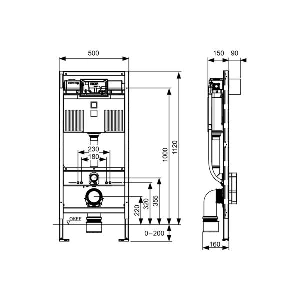 инсталляция для унитаза tece profil 9300379 с вошлетами-электронными сиденьями (без автосмыва)