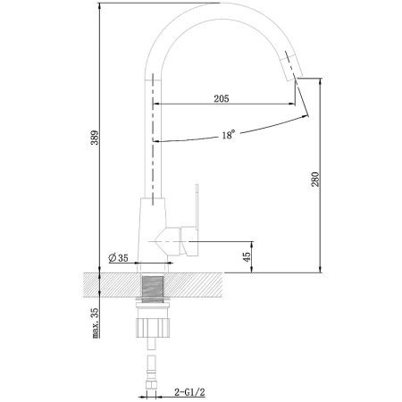 смеситель для кухни agger splendid a0900133 никель