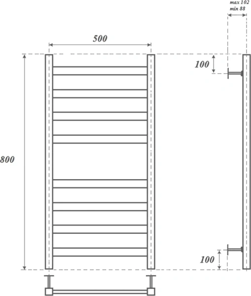 полотенцесушитель point меркурий pn83158 водяной, 50x80 см, хром