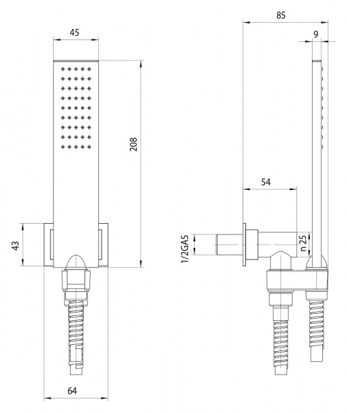 душевой гарнитур bossini flat-one c13001c.030 цвет хром