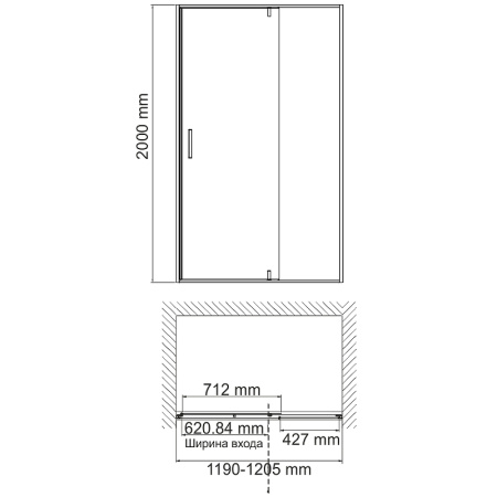 душевая дверь wasserkraft aisch 55p05 120x200 см, профиль цвет золото матовое стекло прозрачное