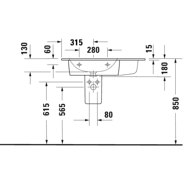 раковина полувстраиваемая duravit me by starck 2345830000