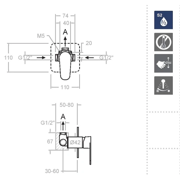 смеситель для душа ramonsoler alexia 361801snm черный матовый