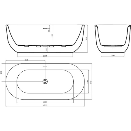 ванна акриловая отдельностоящая belbagno bb706-1700-770