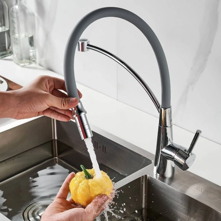 смеситель для кухни shevanik s743-9 с гибким изливом, хром