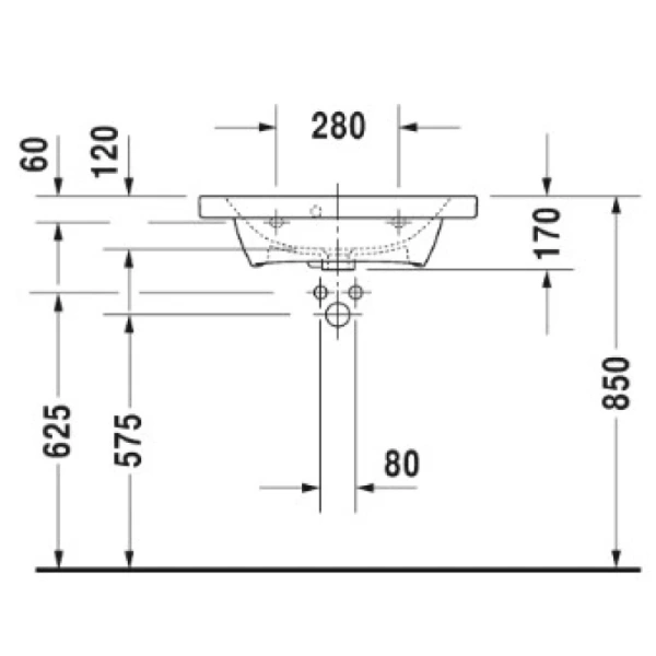 раковина полувстраиваемая duravit durastyle 63 см 2337630000