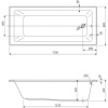 акриловая ванна 170x80 cezares plane solo mini plane solo mini-170-80-42-w37