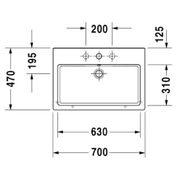 раковина накладная/подвесная duravit vero 70 см 0454700000