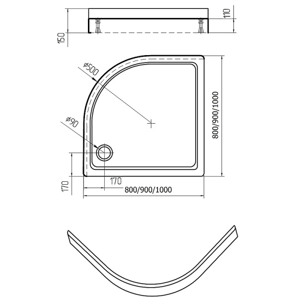 акриловый поддон для душа aquatek 100x100 dpa-0000002 белый