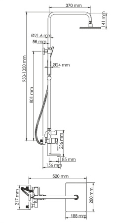 душевая система wasserkraft wiese a18401 цвет оружейная сталь