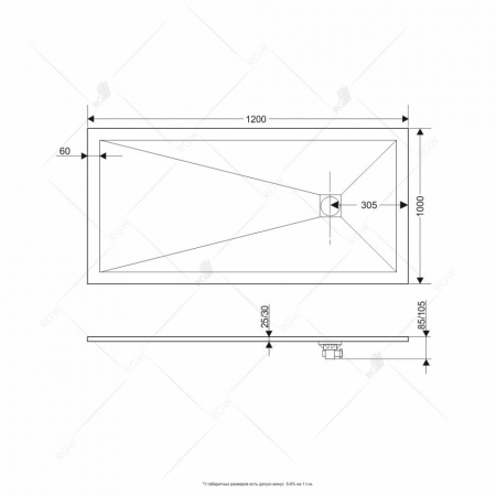 душевой поддон из искусственного камня rgw stt 100x120x2,5 st-0120w белый