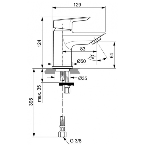 смеситель для раковины ideal standard tesi a6568aa